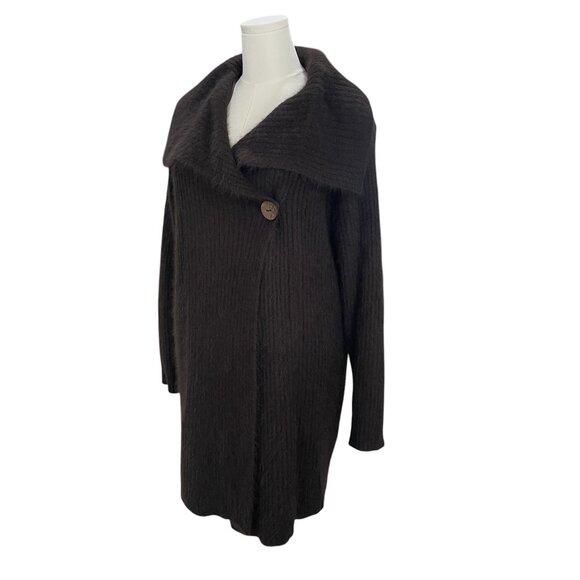 Vintage Venesha Angora Wool Coat Brown Oversized Button Minimalist Winter Chic - Picture 6 of 10
